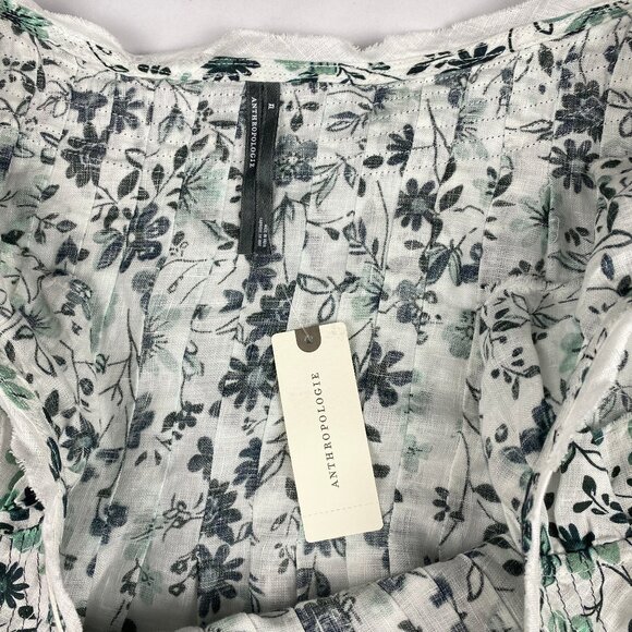 NWT Anthropologie Tank Size XL 100% Linen Floral Print Ruffle - Picture 5 of 11